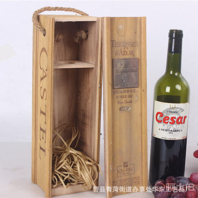 华东工艺品厂新品 曹县红酒木盒HD-222复古抽拉式单只装葡萄酒礼盒
